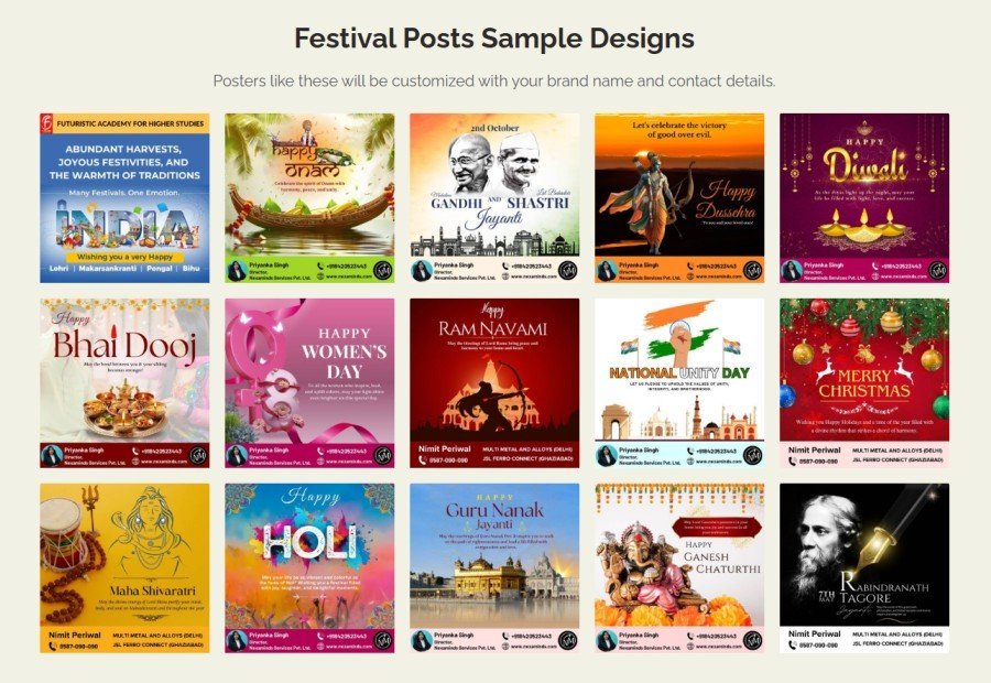 Indian Festival Wishes Social Media Posters/ Digital Flyers – Annual Pack
